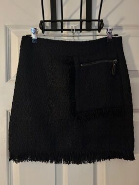 Joe Fresh Navy Tweed Fringe Mini Skirt Size 0